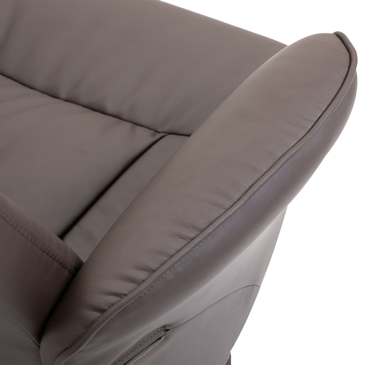 Home Symphony presents Premium Reclining Armchair Ottoman 2 Piece 360 Swivel Home in taupe faux leather, comfort.