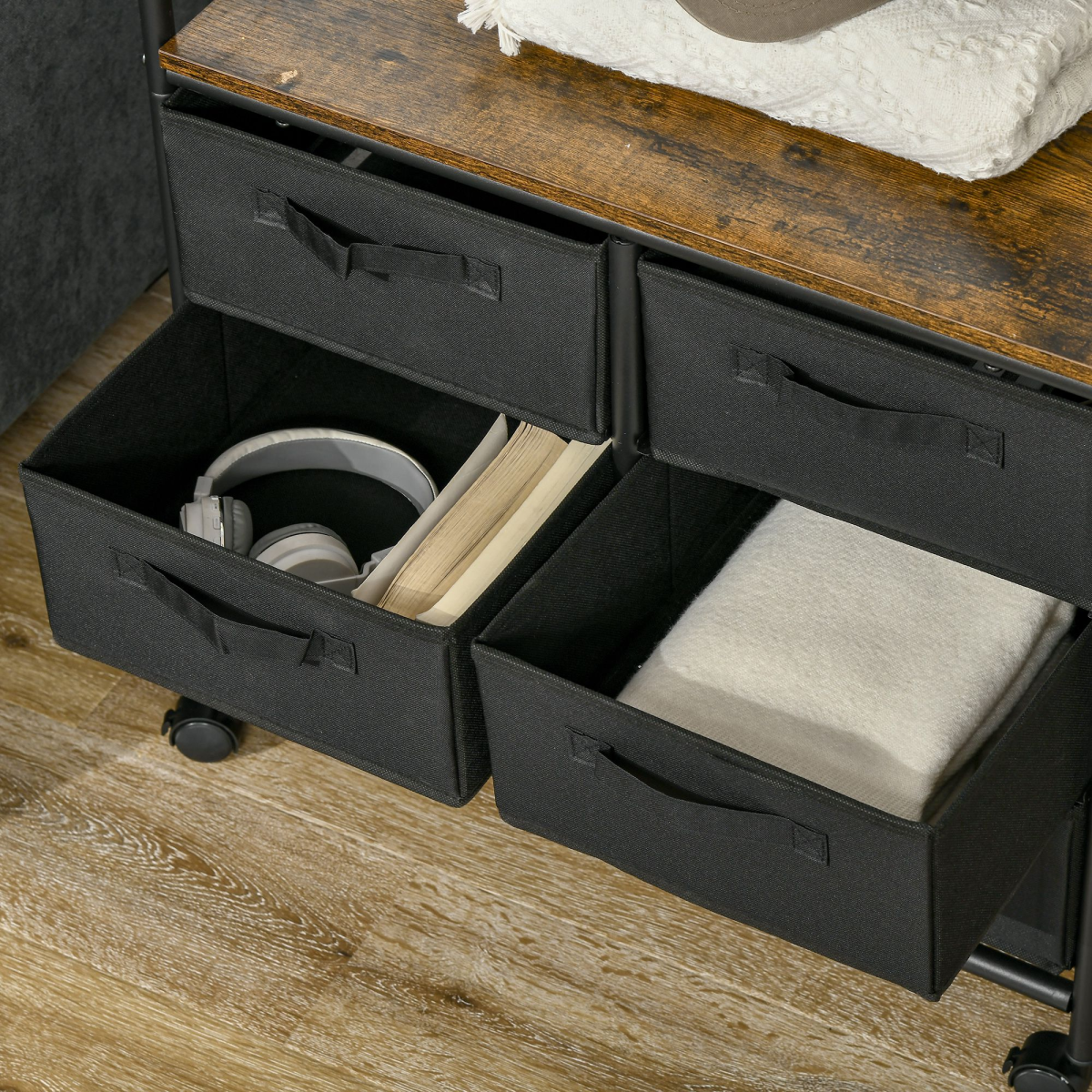 HOMCOM Hanging Clothes Rail Tall Wardrobe 6 Drawers - Unbranded - Home Symphony