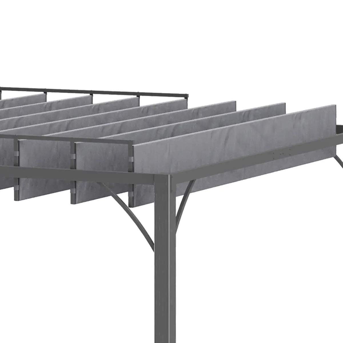 Outsunny Outsunny 3 x 3(m) Outdoor Louvered Metal Pergola with Retractable Roof, Grey - Gazebos
