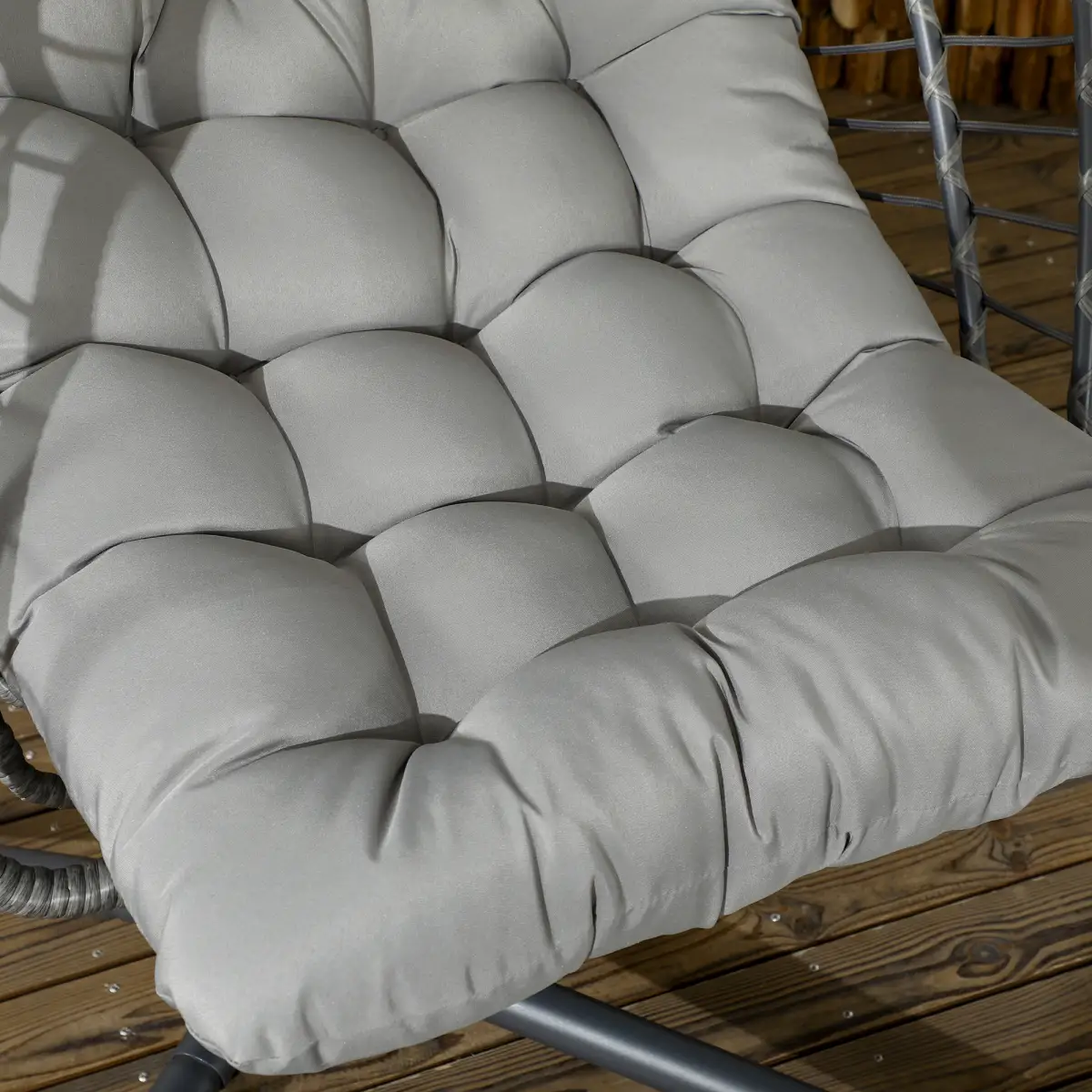 Outsunny Outsunny PE Hanging Swing Chair w/ Thick Cushion, Patio Hanging Chair, Grey - Hammocks