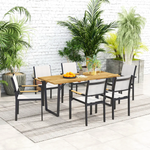 Outsunny Outsunny Wooden Garden Table for 6 with 5cm Parasol Hole for Balcony Terrace - Garden Table