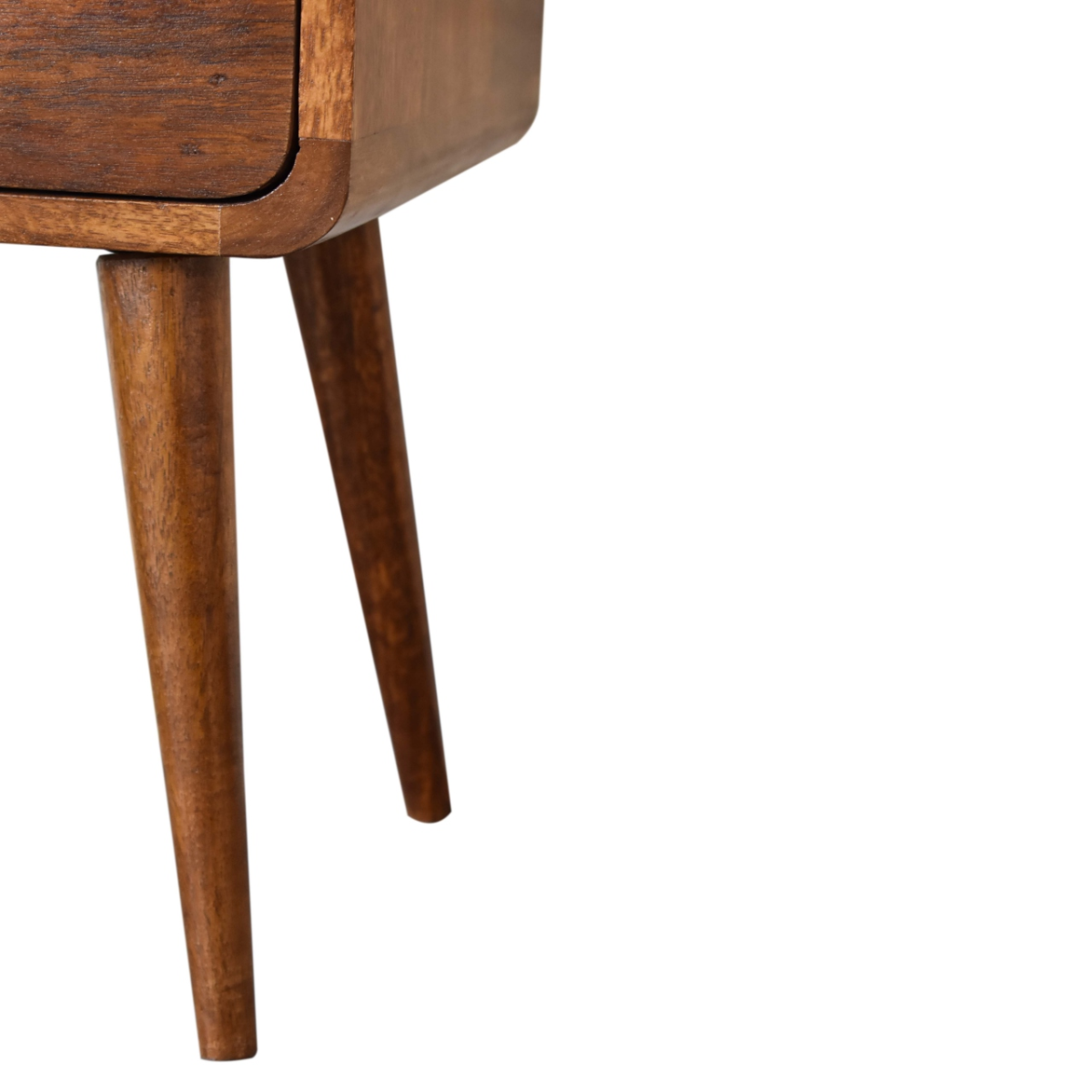 Artisan Solid Mango Wood Mini Chestnut Bedside Table With Curved Edges For Small Spaces - Artisan Furniture - Home Symphony