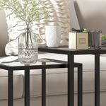 HOMCOM Nesting Tables 2 Tempered Glass Home by HOMCOM