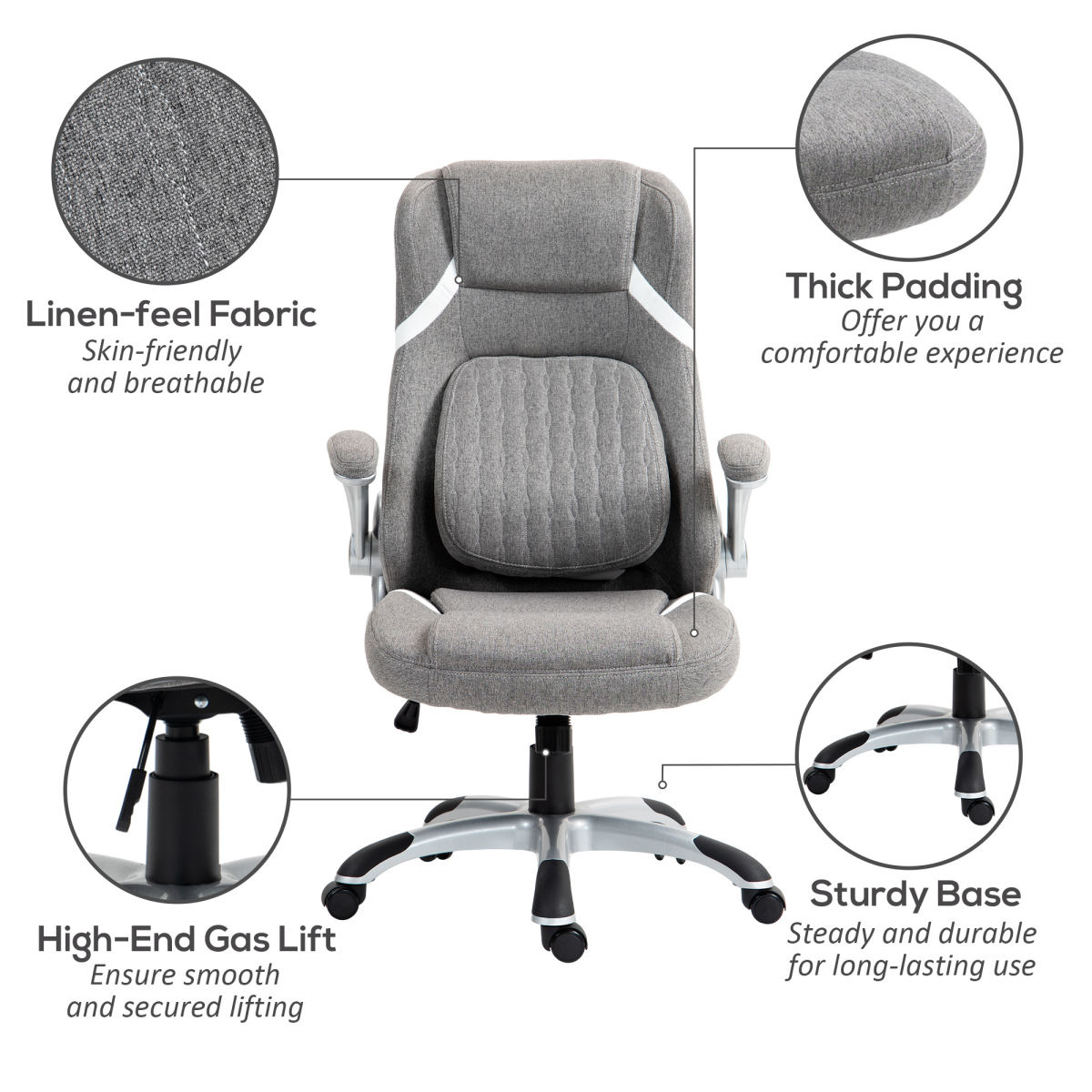 Vinsetto Office Chair 44-52cm Tilt Home Office