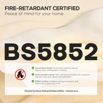 Homcom Office Chair High Back Adjustable Lumbar Home Office BS5852 fire-retardant certification label and icons.