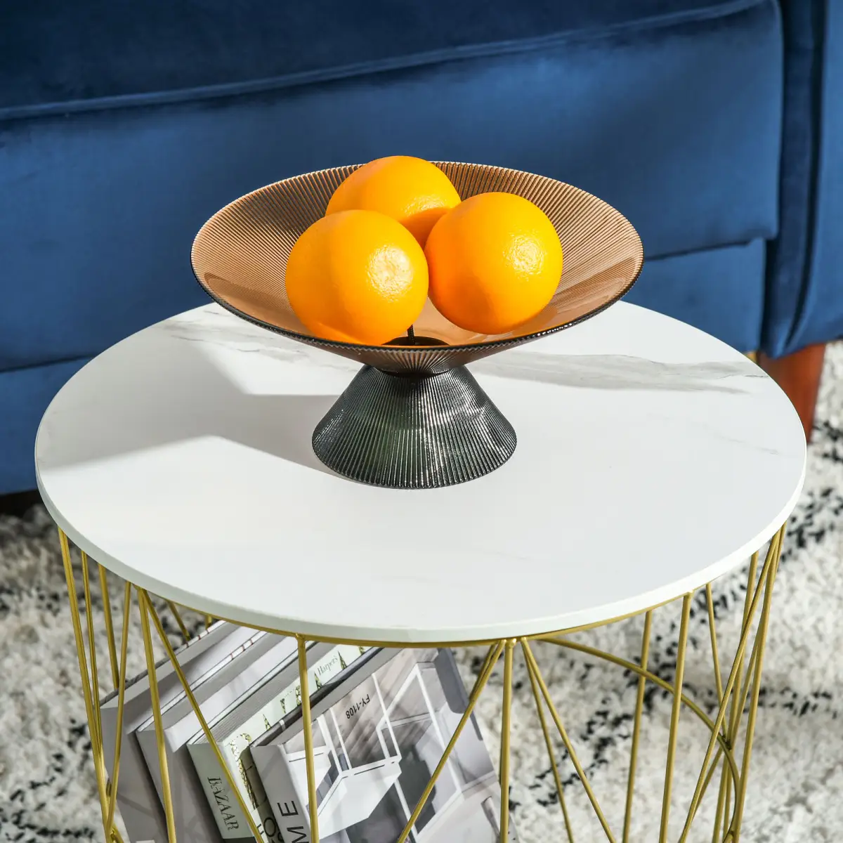 HOMCOM HOMCOM Set of 2 Nesting End Tables Side Tables w/ Basket Removable Top, White - Nest of Tables