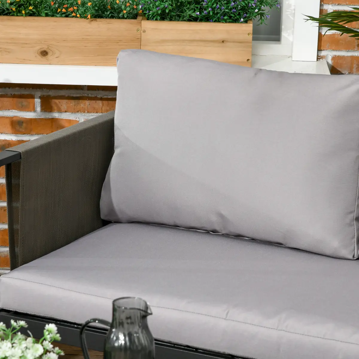 Outsunny Outsunny 4 Piece Garden Sofa Set w/ Tempered Glass Coffee Table Padded Cushions - Garden Set
