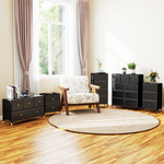 HOMCOM HOMCOM Three-Drawer Chest Faux Leather Fronts Gold Accents For Bedroom And Living Room - Chest of Drawers