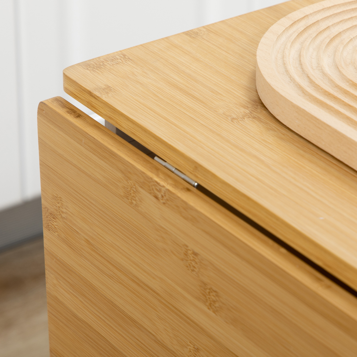 HOMCOM Bamboo Breakfast Cart Drop Leaf Table Stools - HOMCOM - Home Symphony