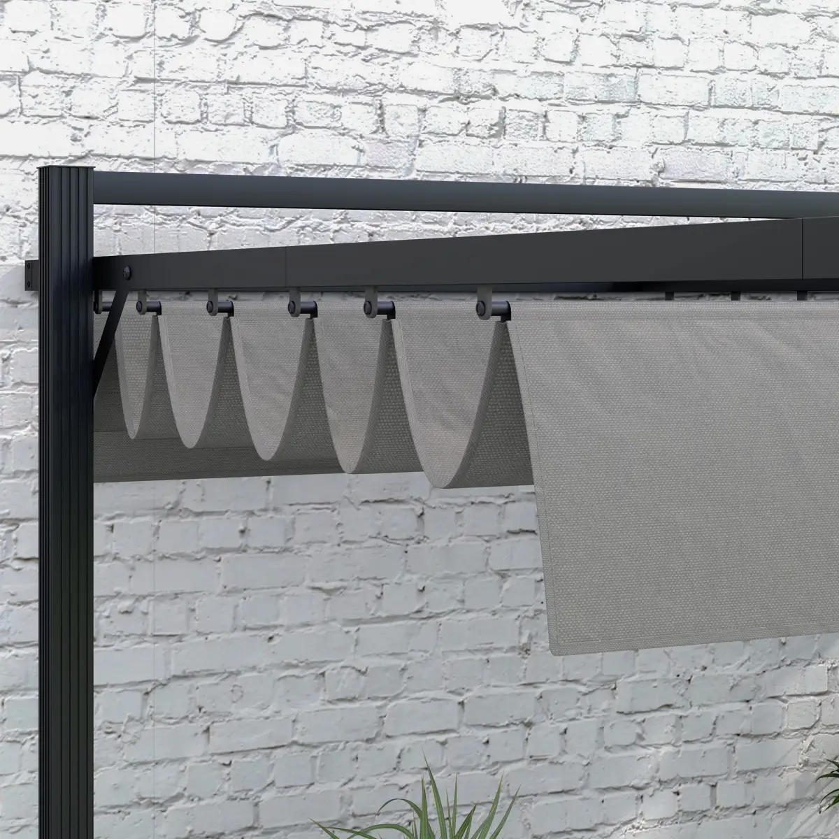 Outsunny Outsunny 3 x 3(m) Pergola with Retractable Roof and Aluminium Frame, Grey - Gazebos