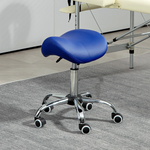 HOMCOM Saddle Stool 49-61cm Blue PU Leather 5-Wheel Base for Salons and Home Beauty by HOMCOM