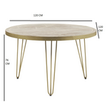 Light Gold Round Dining Table With Metal Inlay Dining Room - Indian Hub - Home Symphony