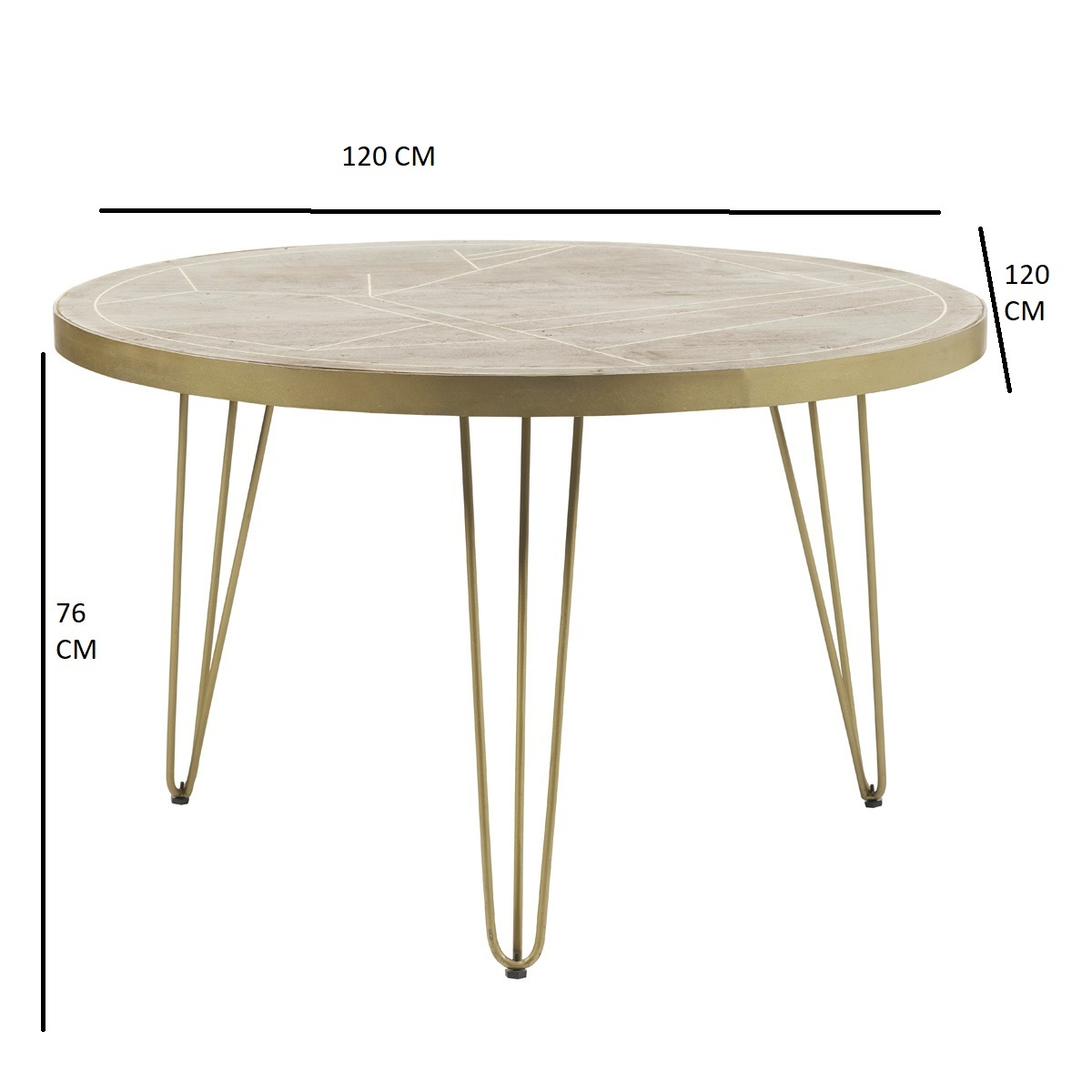 Light Gold Round Dining Table With Metal Inlay Dining Room - Indian Hub - Home Symphony