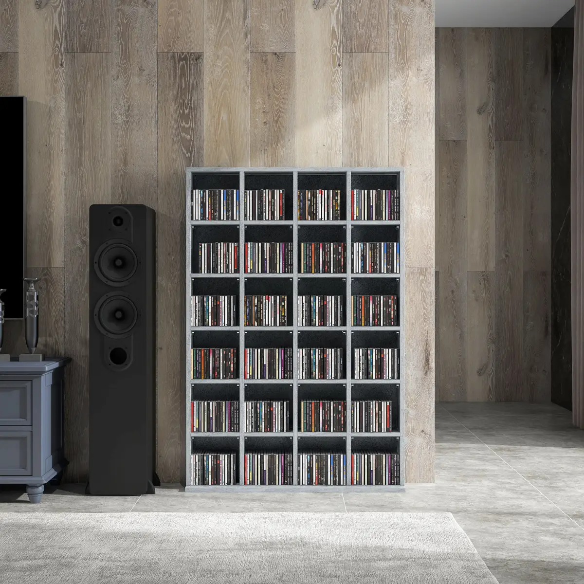 HOMCOM HOMCOM DVD CD Media Storage Rack, Video Display Unit, 89 x 130.5 cm, Grey - Wine Rack