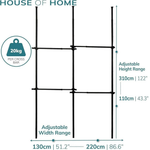Direct Online Houseware Double Black Telescopic Wardrobe Organiser Hanging Rail Clothes Rack Adjustable Storage Shelving -