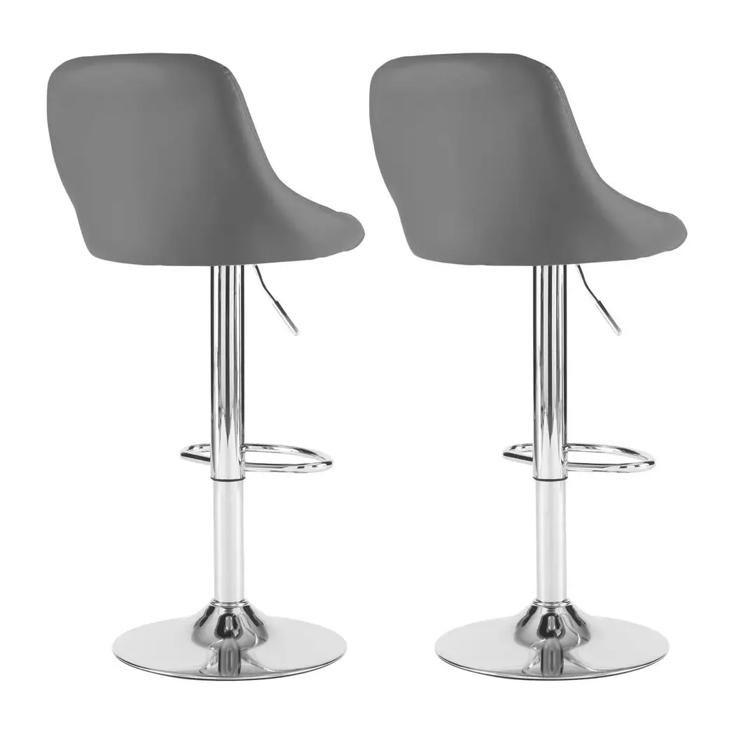 Neo Neo Set of Two Dark Grey Leather Bar Stools - Bar Stool