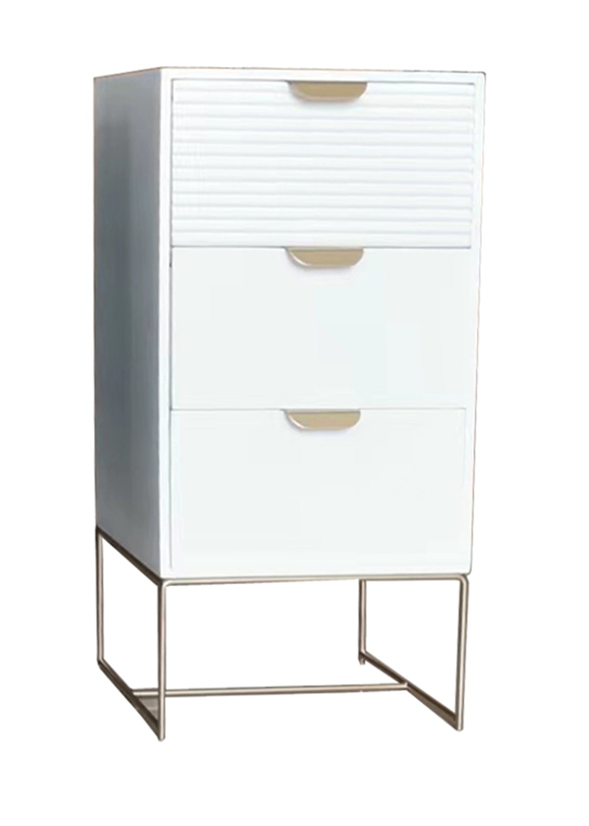 Premium White Wood Bedside Table 64cm Wide Decorative Scalloped Edge Three Drawer For Small Bedrooms - MSL - Home Symphony