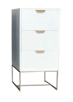 Premium White Wood Bedside Table 64cm Wide Decorative Scalloped Edge Three Drawer For Small Bedrooms by MSL