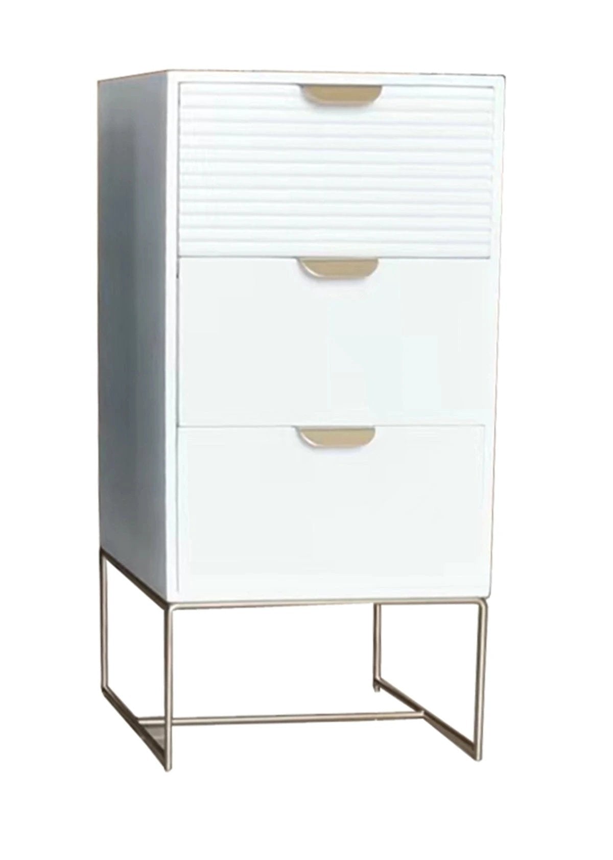 Premium White Wood Bedside Table 64cm Wide Decorative Scalloped Edge Three Drawer For Small Bedrooms by MSL