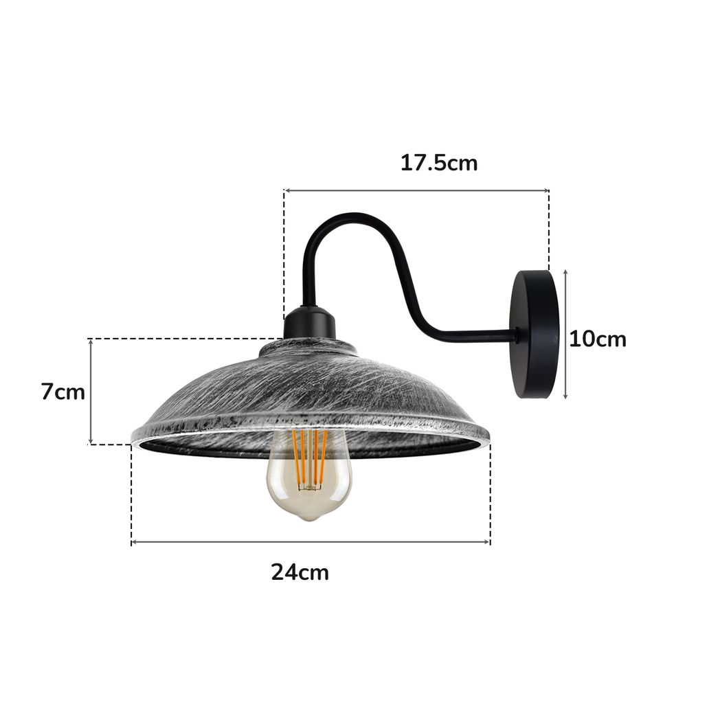 Brushed Silver Wall Light Fixture Swan Neck Hemisphere Home by Home Symphony, wall lamp with swan neck shade