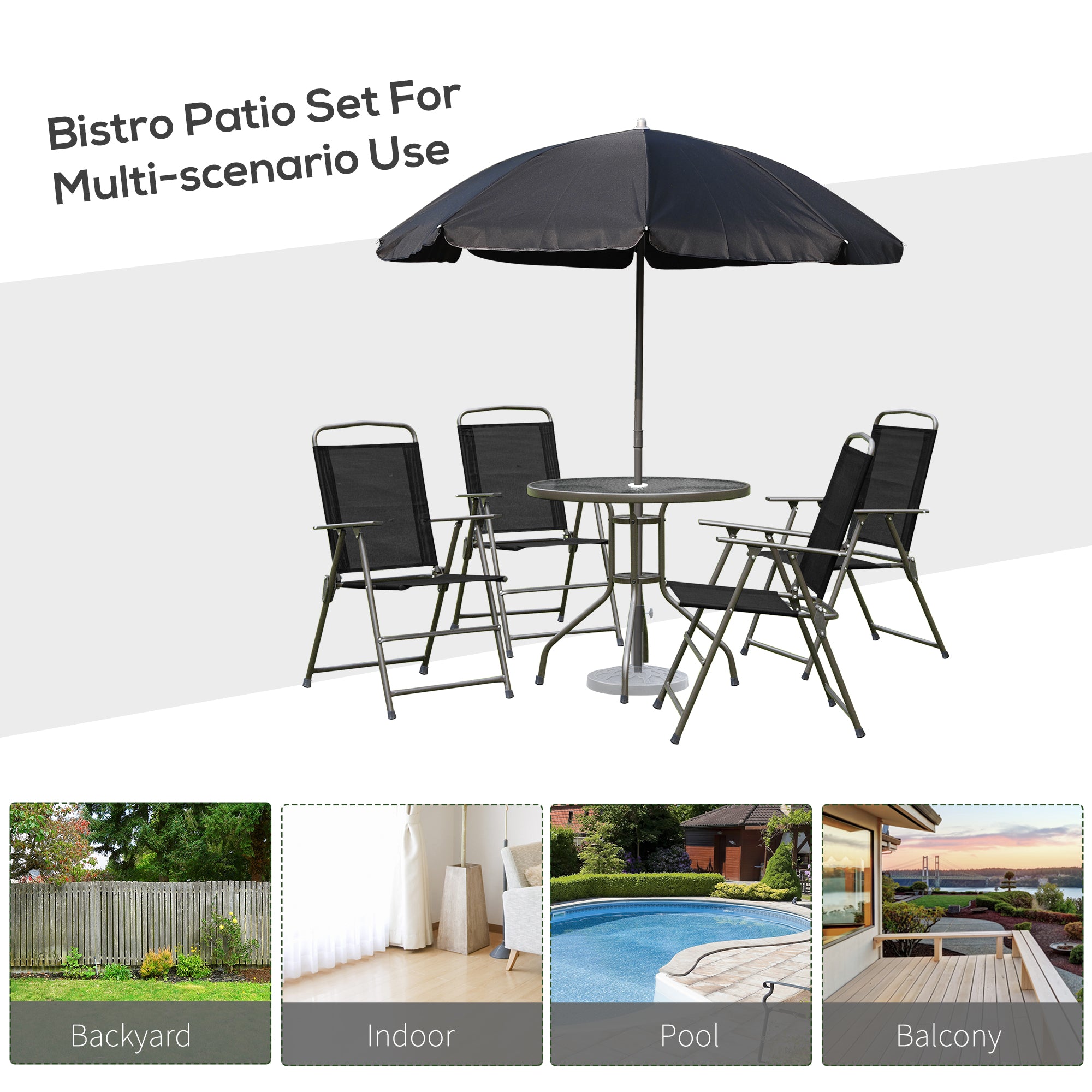 6 Pcs Bistro Set, Texteline-Black - Home Symphony