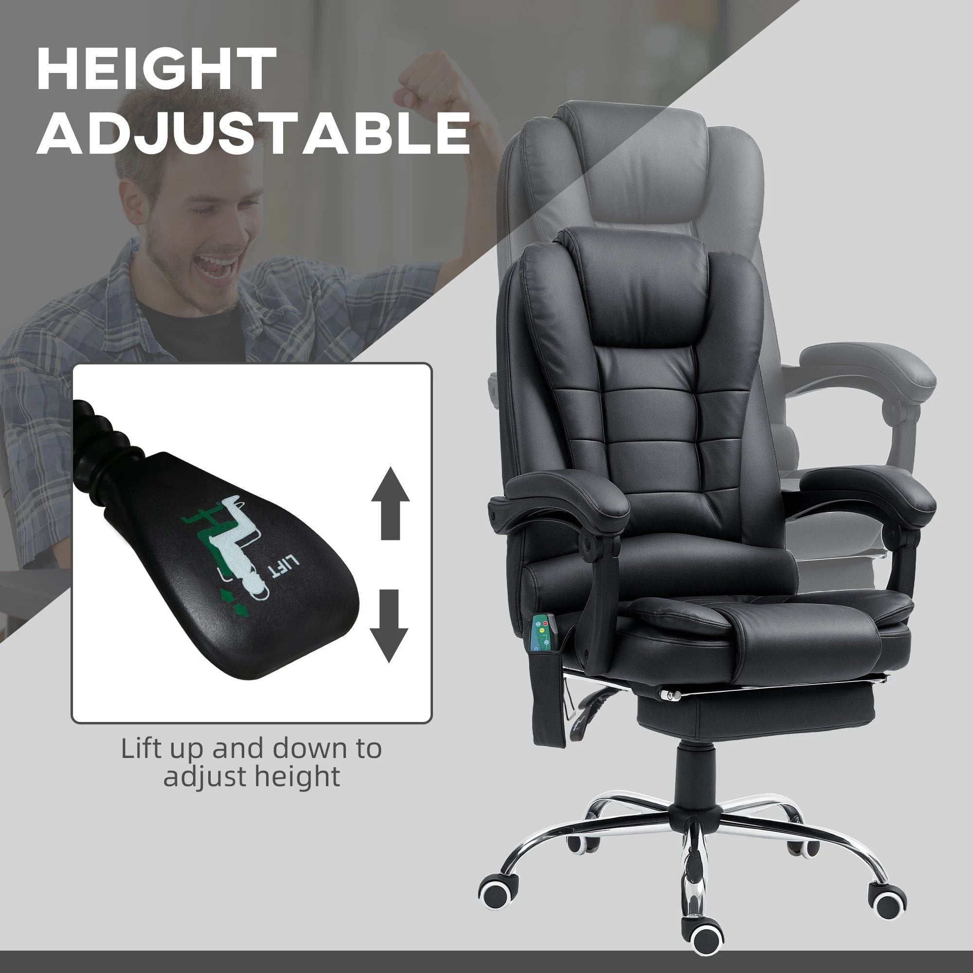 Vinsetto Ergonomic Heated 6 Points Vibration Massage Office Chair Black by Vinsetto