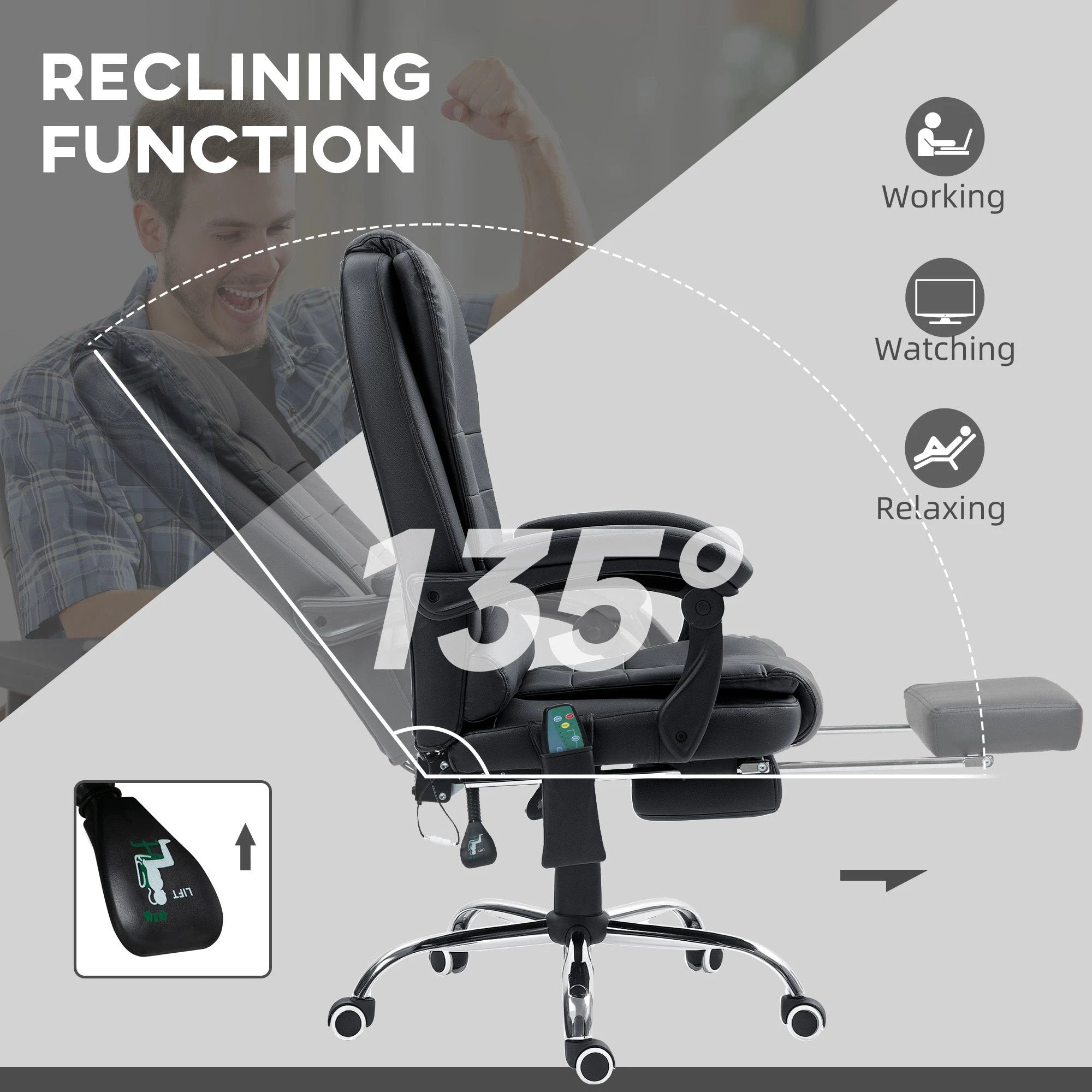 Vinsetto Ergonomic Heated 6 Points Vibration Massage Office Chair Black by Vinsetto