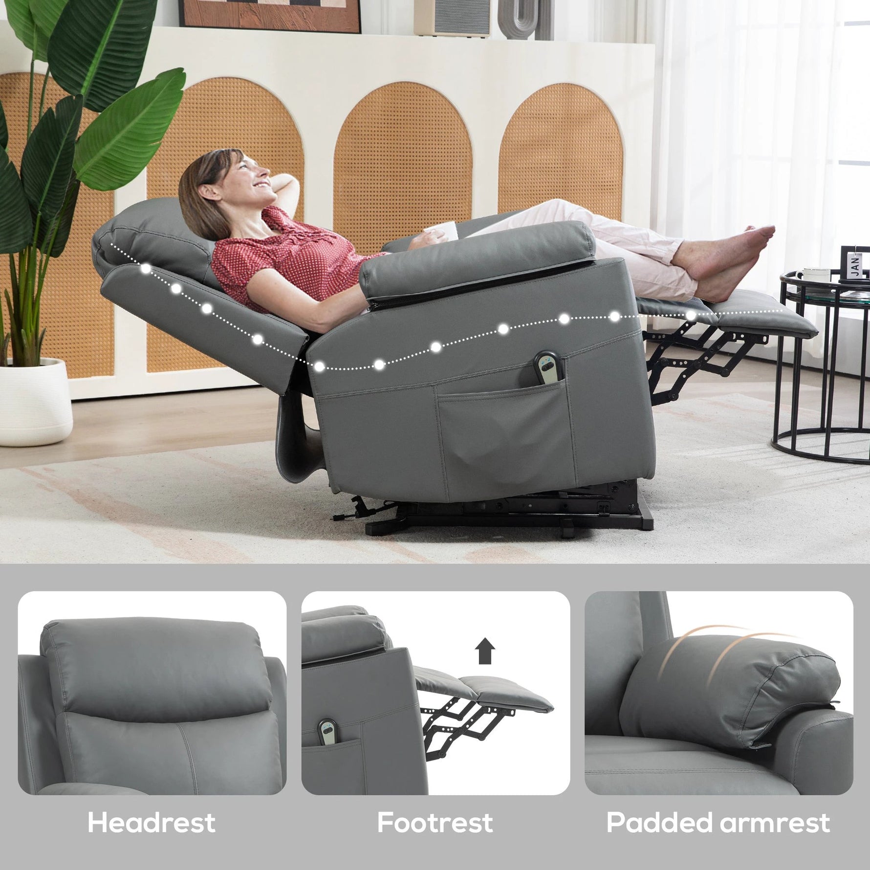 HOMCOM HOMCOM Power Lift Chair Electric Riser Recliner with Remote Control - Recliner
