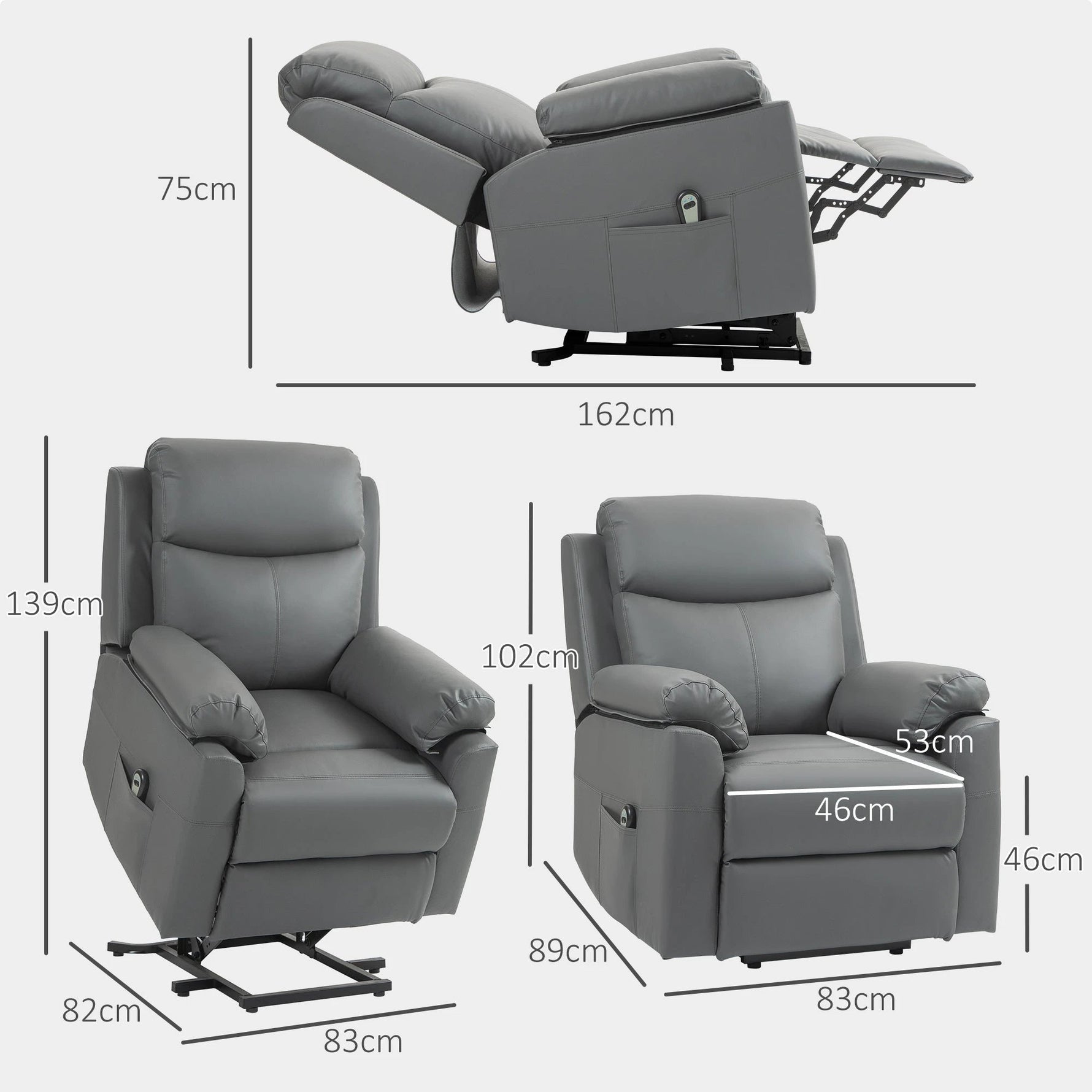 HOMCOM HOMCOM Power Lift Chair Electric Riser Recliner with Remote Control - Recliner