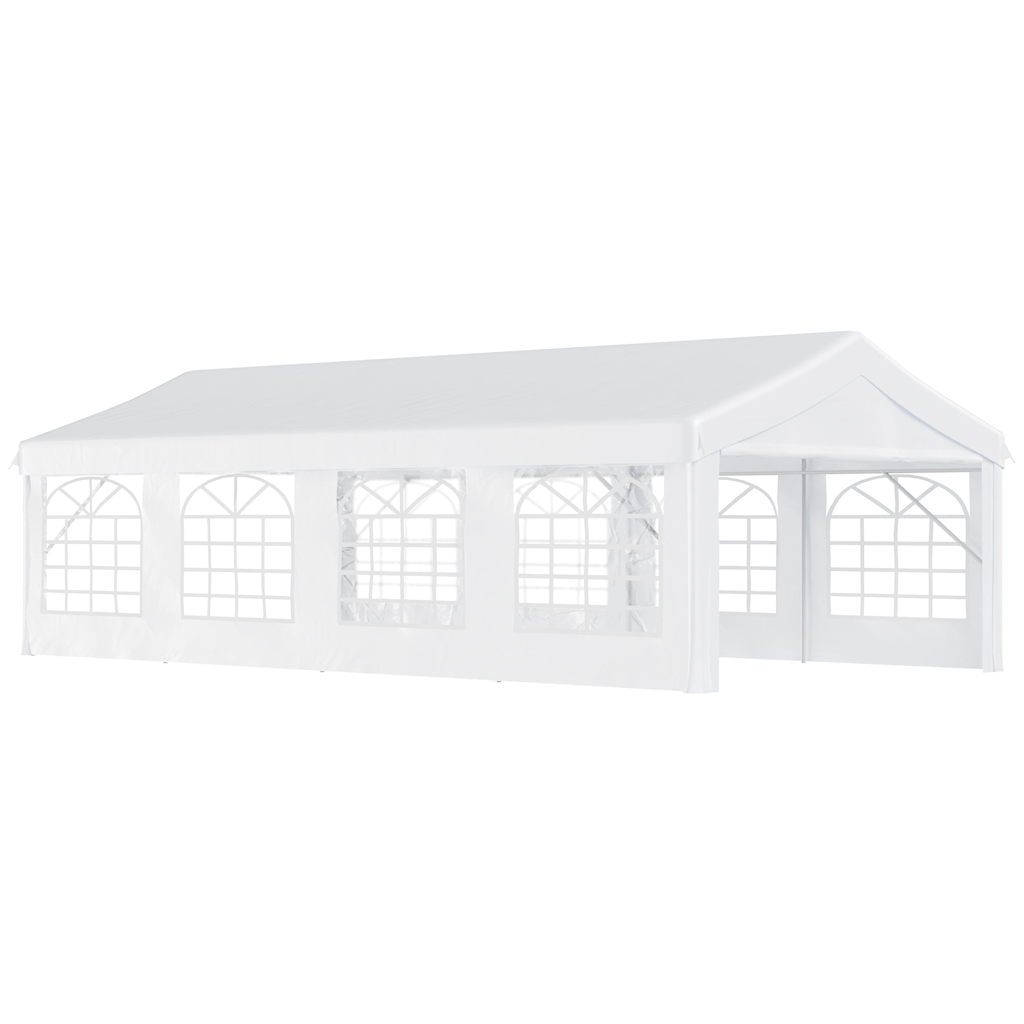 8m Gazebo Garden Marquee Canopy Party Carport Shelter White Outsunny - Home Symphony
