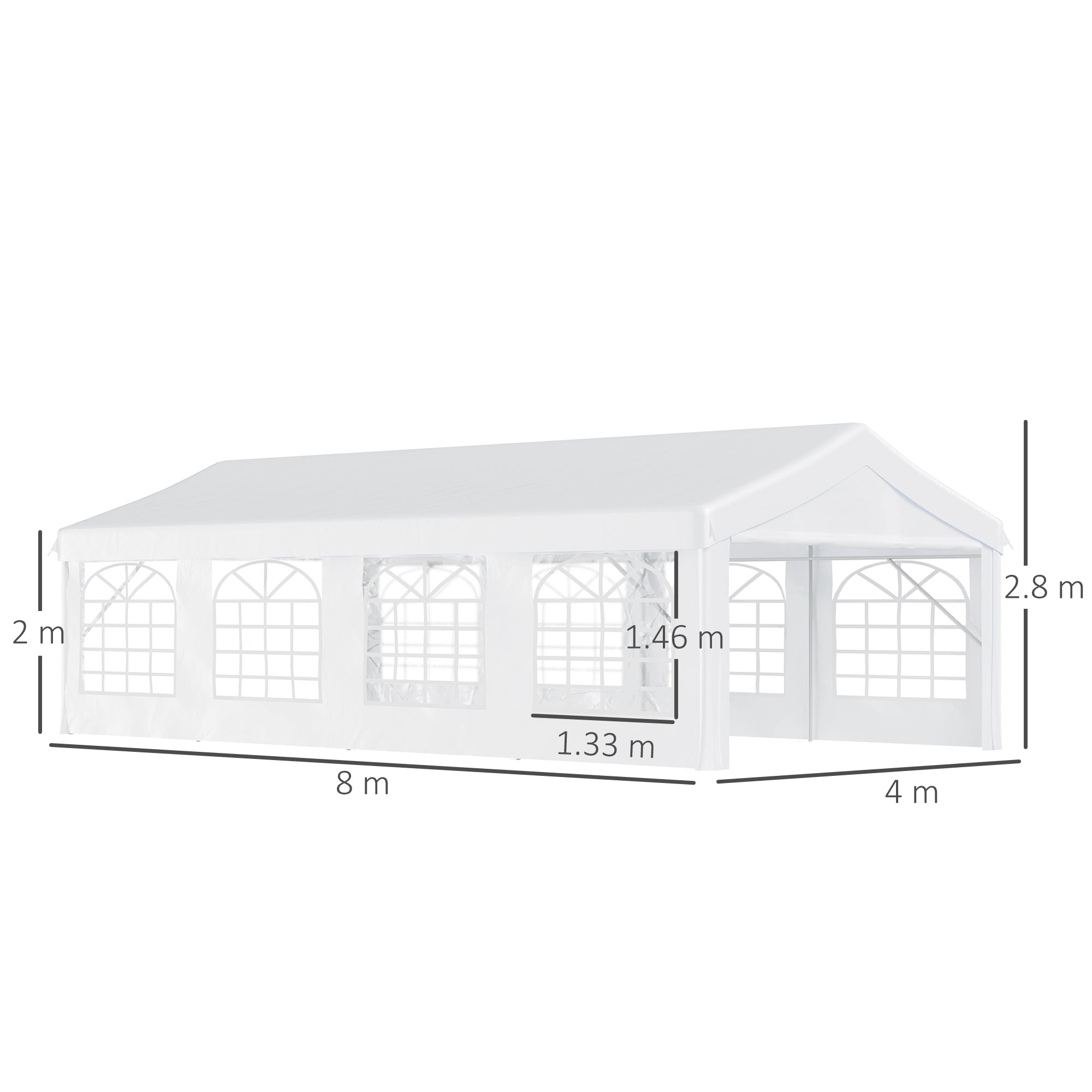 8m Gazebo Garden Marquee Canopy Party Carport Shelter White Outsunny - Home Symphony