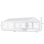 Unbranded 8m Gazebo Garden Marquee Canopy Party Carport Shelter White Outsunny - Gazebos