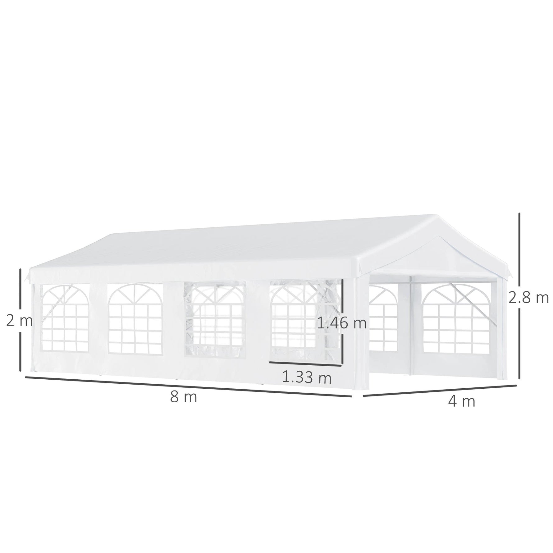 Unbranded 8m Gazebo Garden Marquee Canopy Party Carport Shelter White Outsunny - Gazebos