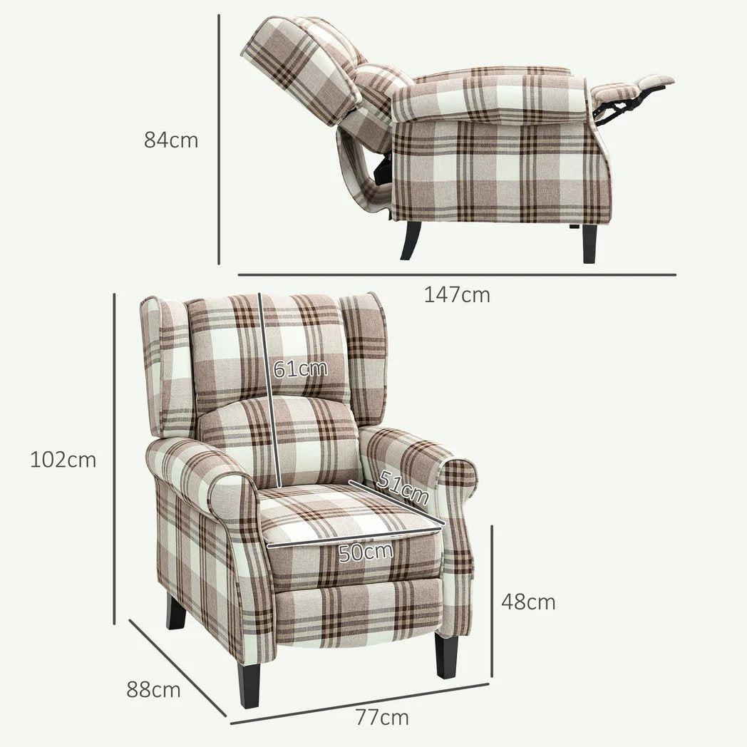 HOMCOM HOMCOM Recliner Chair for Living Room Wingback Chair with Padded Armrest - Recliner