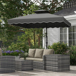 Outsunny Outsunny 2.5m Square Cantilever Garden Parasol Umbrella with Cross Base, Grey - Parasol
