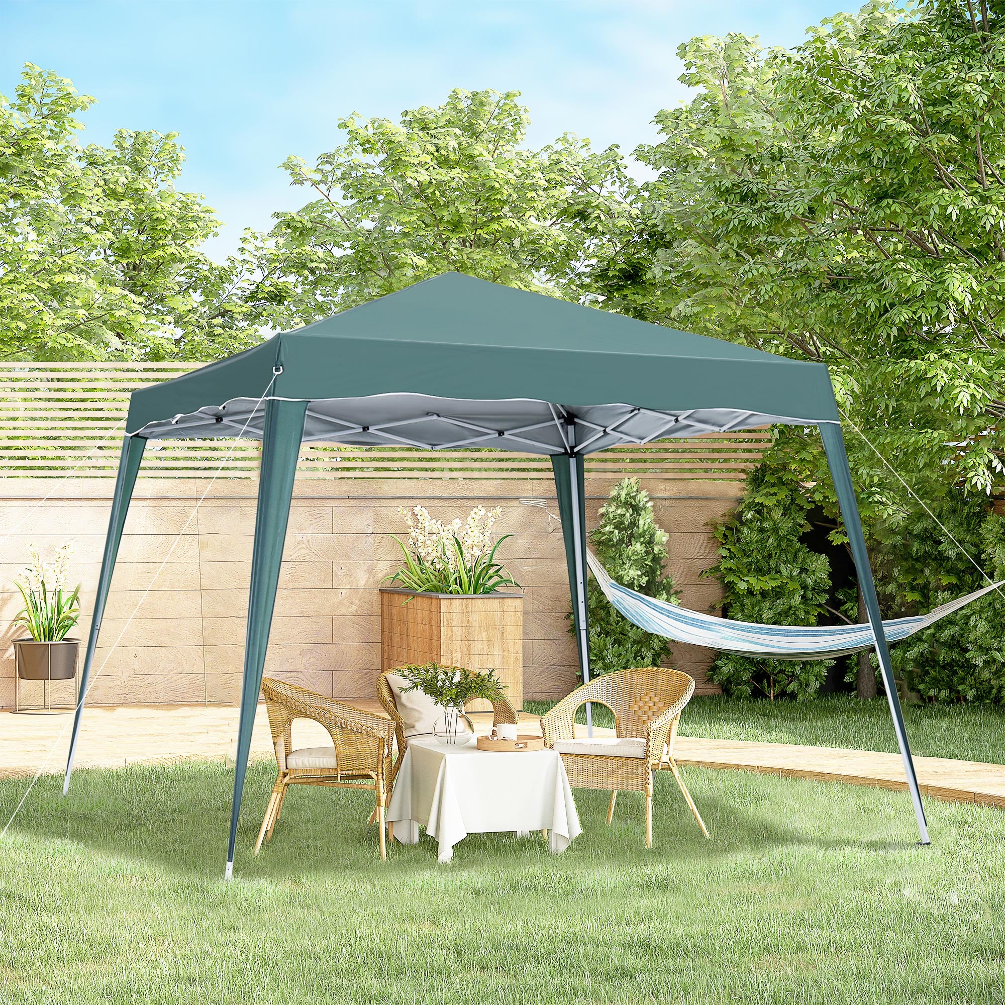 Garden Pop up Gazebo Tent Party Water-resistant 2.5 x 2.5M Green Outsunny - Home Symphony