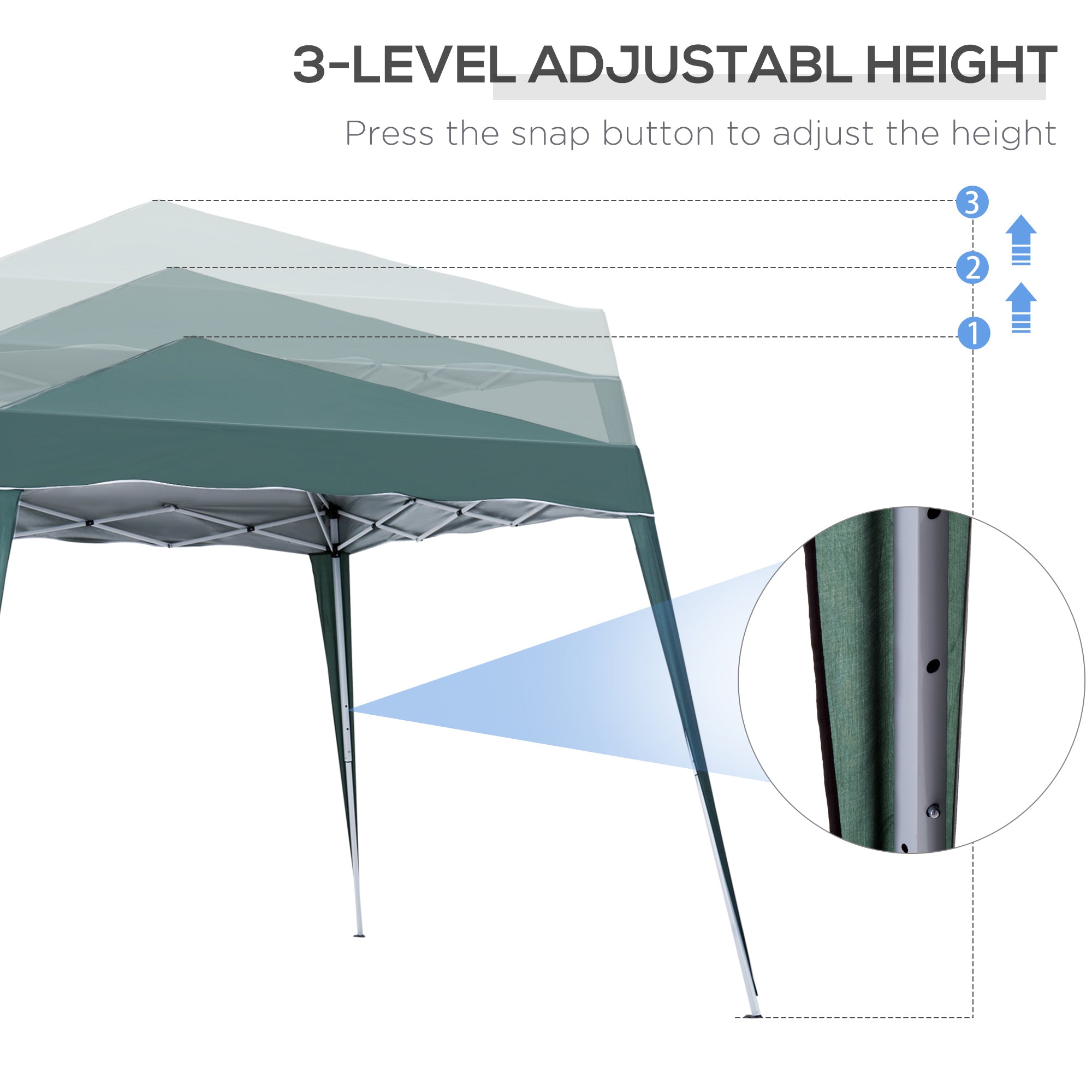 Garden Pop up Gazebo Tent Party Water-resistant 2.5 x 2.5M Green Outsunny - Home Symphony
