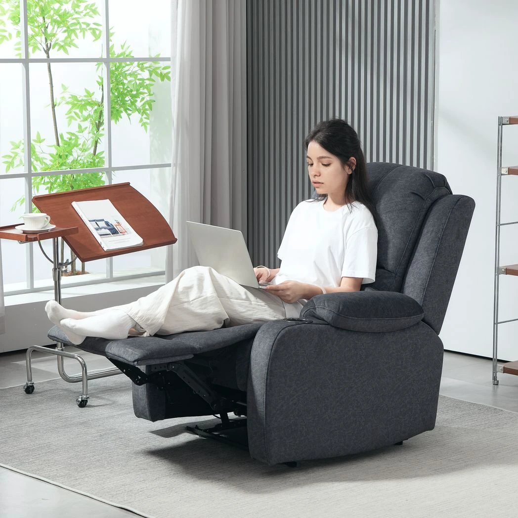 HOMCOM Recliner Armchair for Living Room, Recliner Chair with Cup Holder by HOMCOM