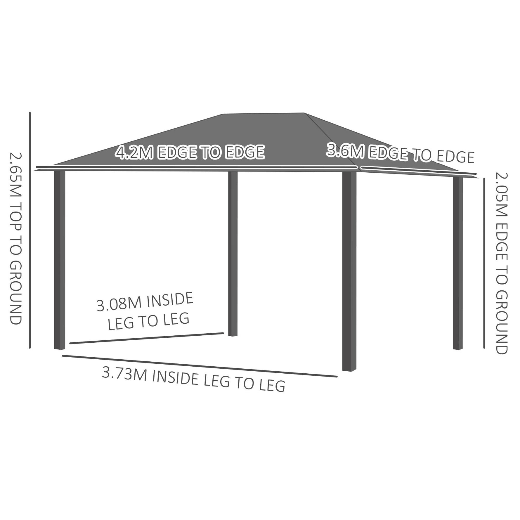 Unbranded 4x3.6m Aluminium Hardtop Gazebo Canopy w/ Polycarbonate Top, Curtains Outsunny - Gazebos