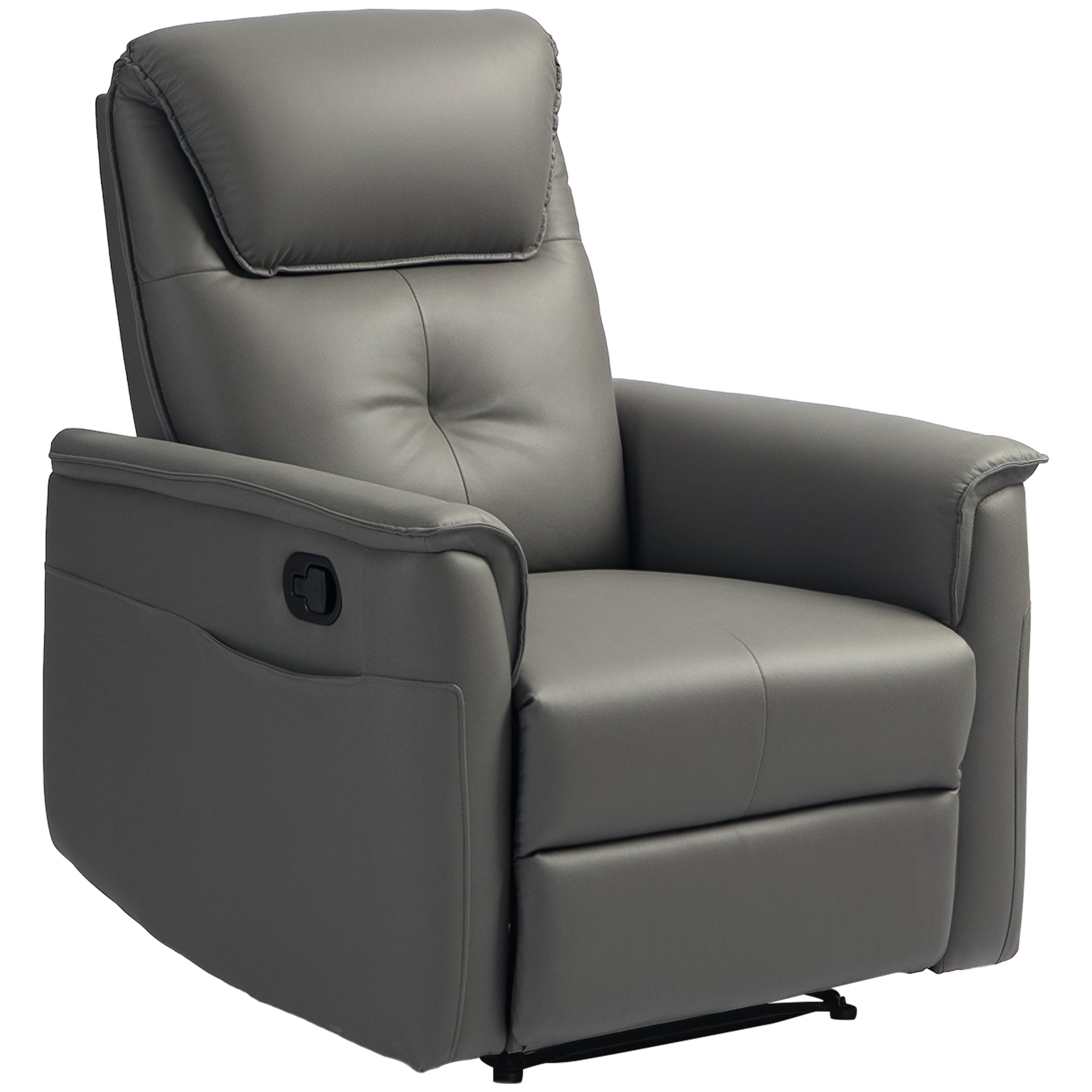HOMCOM Recliner Armchair with Spring Cushion Adjustable Leg Rest Light Grey - Home Symphony