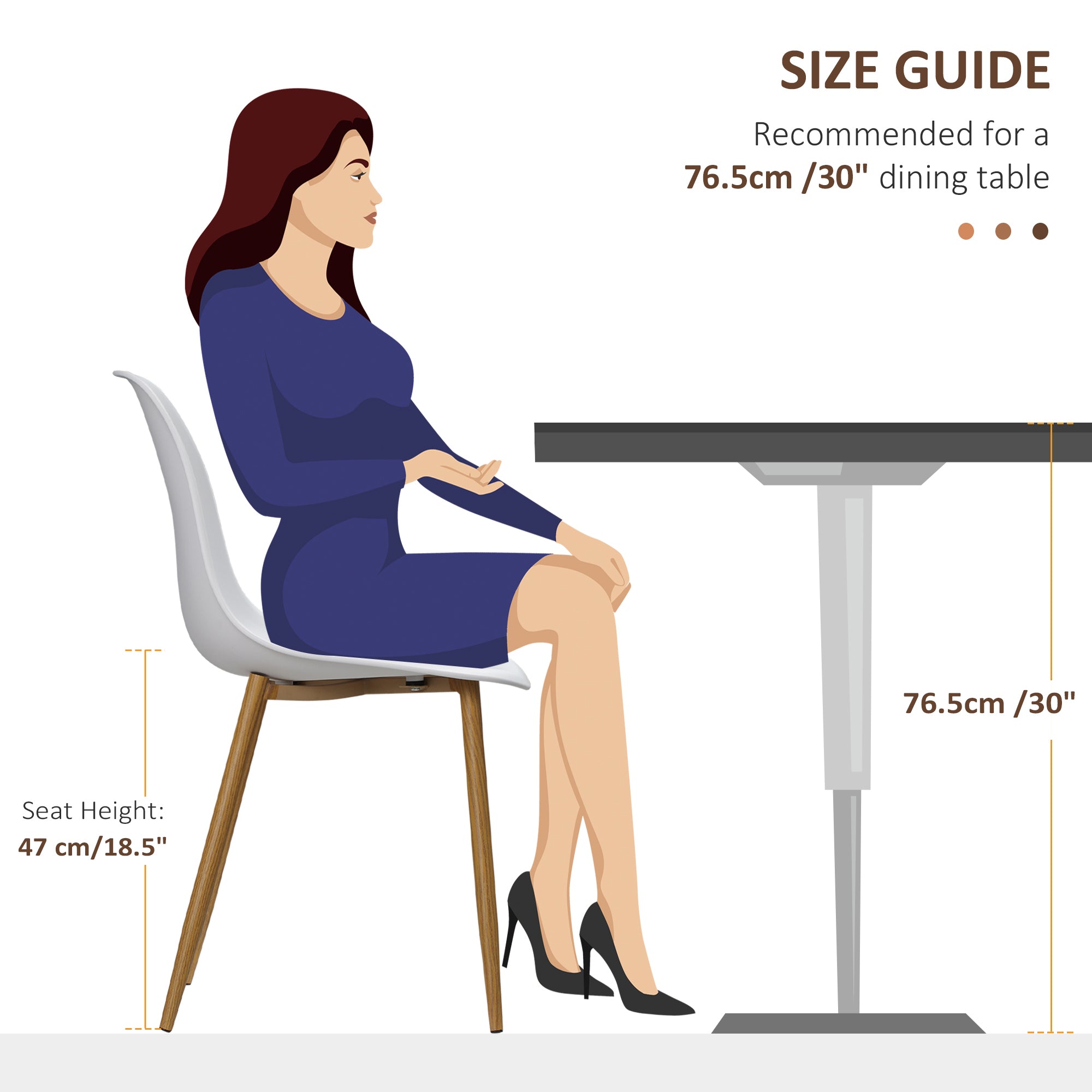 Dining Chairs Set of 4 w/ Curved Back, Metal Legs for Living Room White - Home Symphony