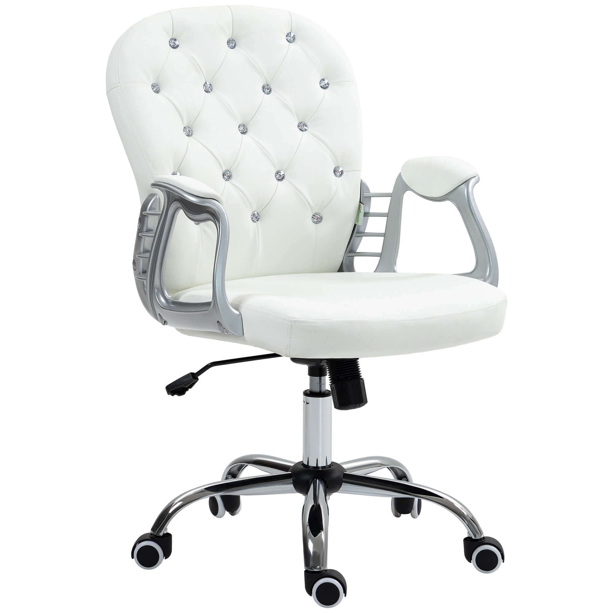 Vinsetto Office Chair PU Diamante Padded Ergonomic 360° Swivel features plush padding and a chic design for your workspace.