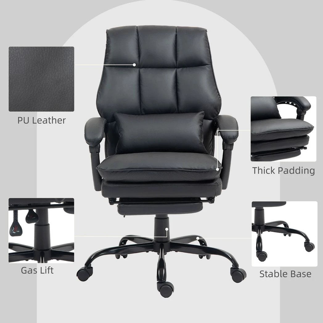 HOMCOM HOMCOM Executive Office Chair, PU Leather Desk Chair with Armrests -