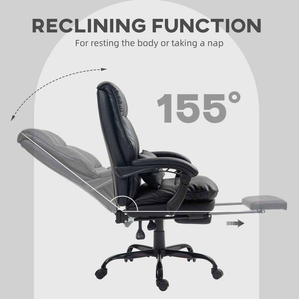 HOMCOM Executive Office Chair, PU Leather Desk Chair with Armrests by HOMCOM