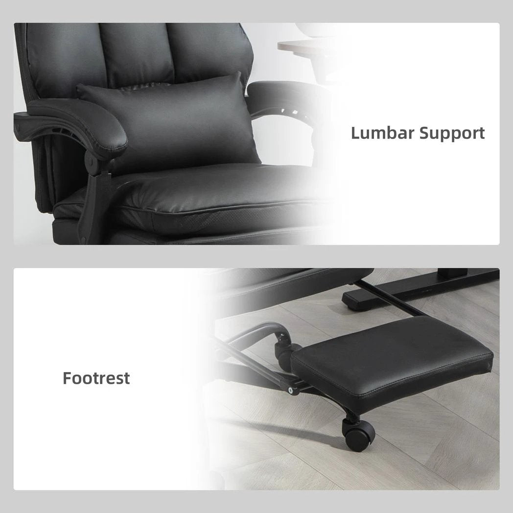 HOMCOM Executive Office Chair, PU Leather Desk Chair with Armrests by HOMCOM