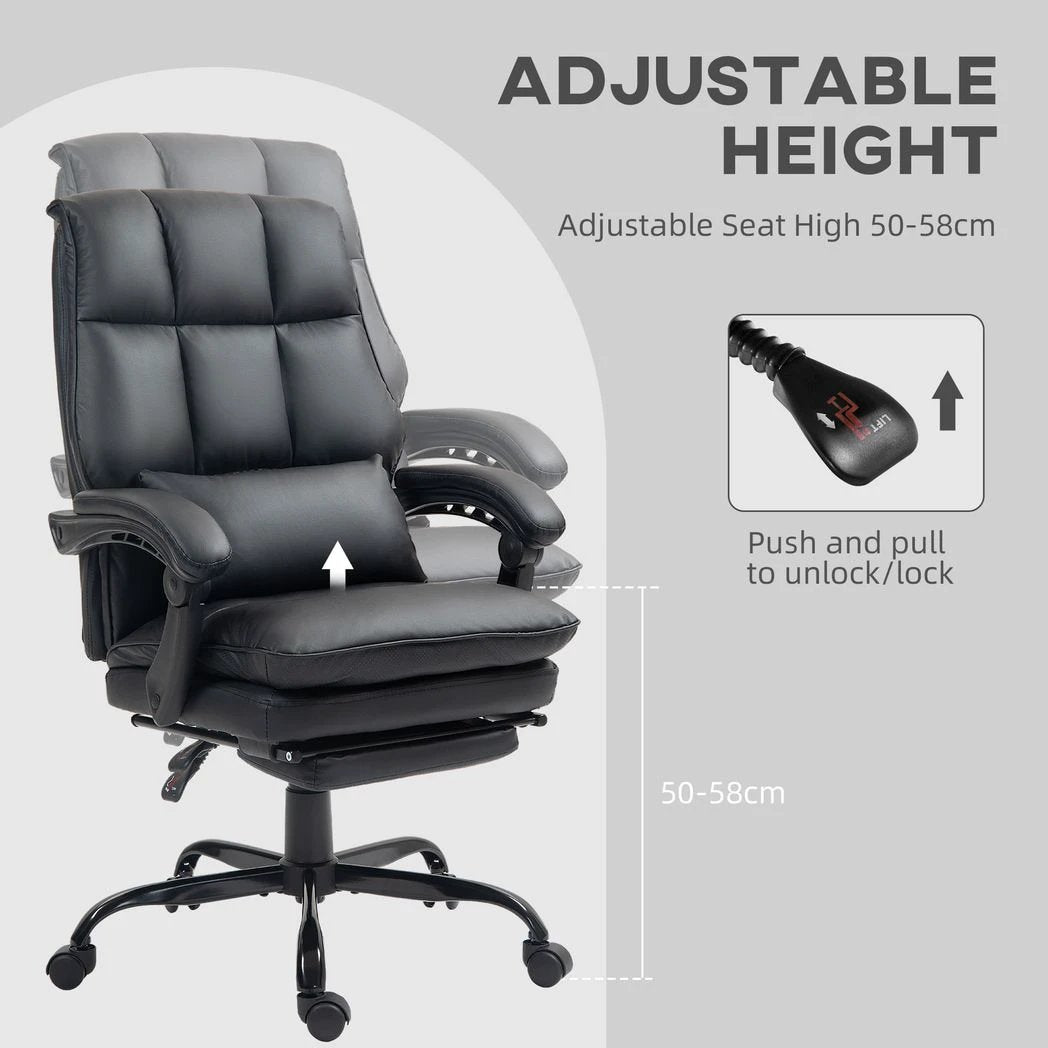HOMCOM Executive Office Chair, PU Leather Desk Chair with Armrests by HOMCOM