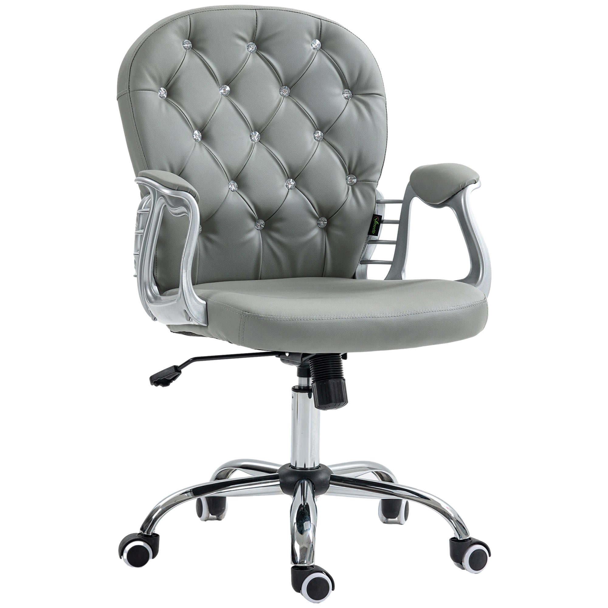 Vinsetto Office Chair PU Diamante Padded Ergonomic 360° Swivel offers stylish comfort for any workspace.