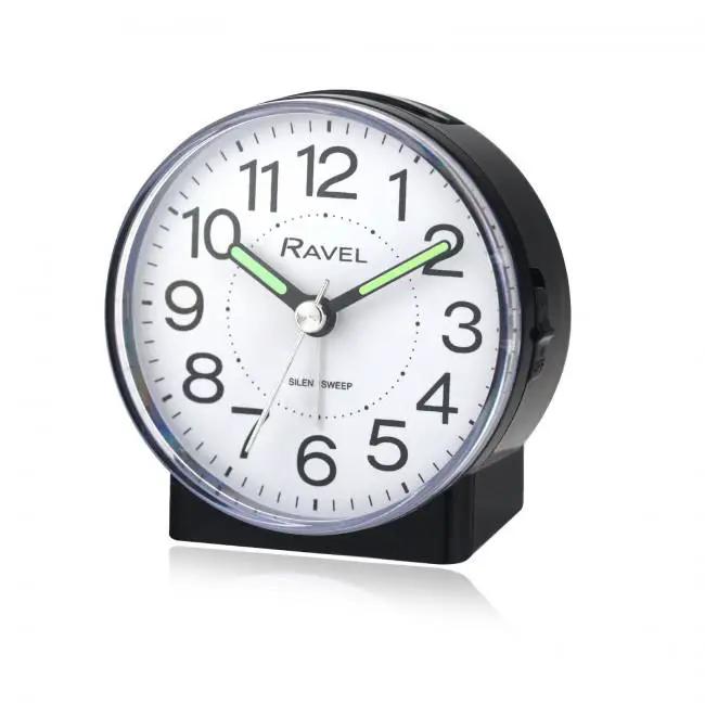 Ravel Ravel Round Mid Sized Bedside Quartz Alarm Clock - Black RC039.3 - Clock
