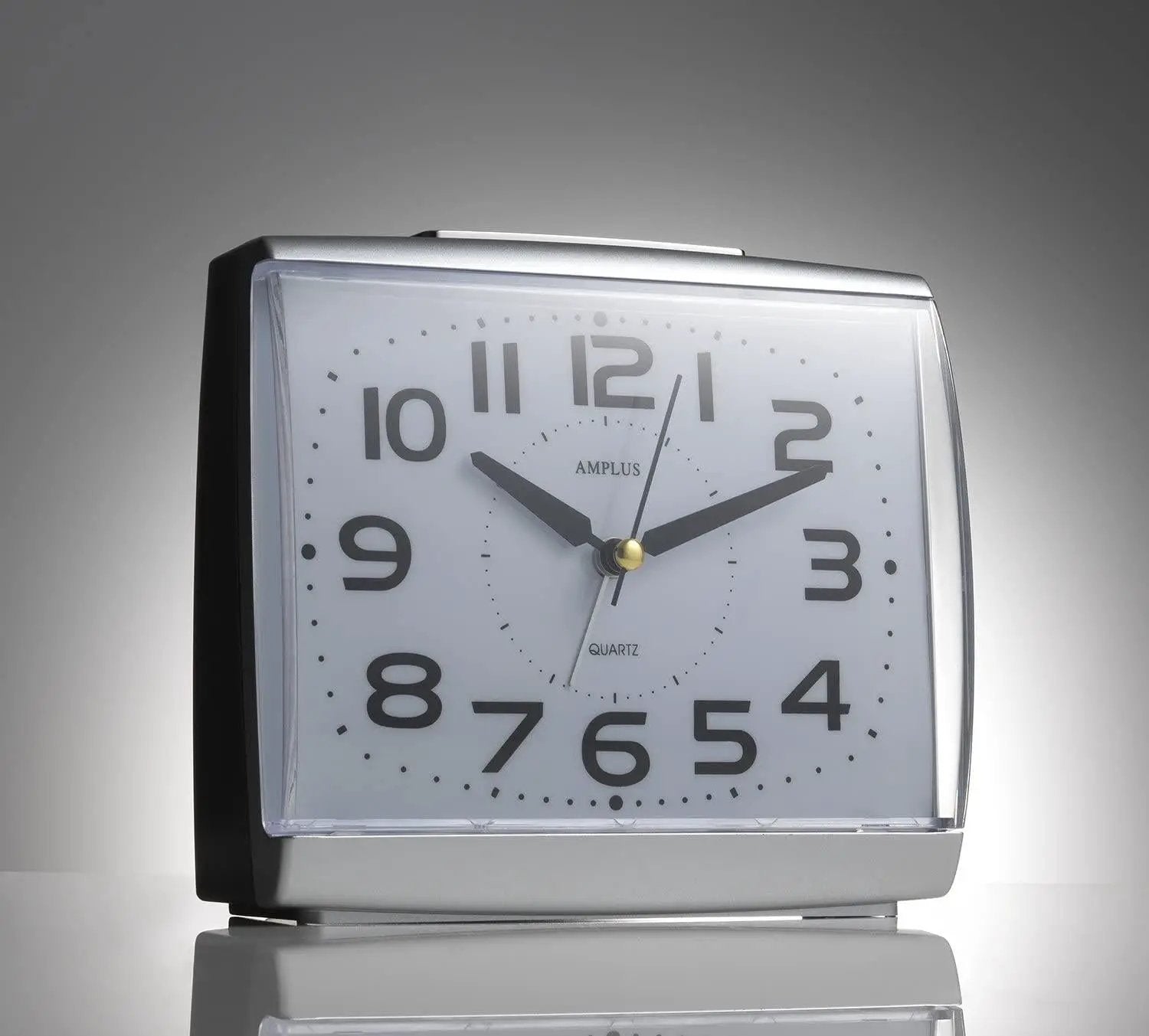 Amplus Amplus Large Numbers Dial With Silent Sweep Light Snooze Silver Alarm Clock PT175 - Clock