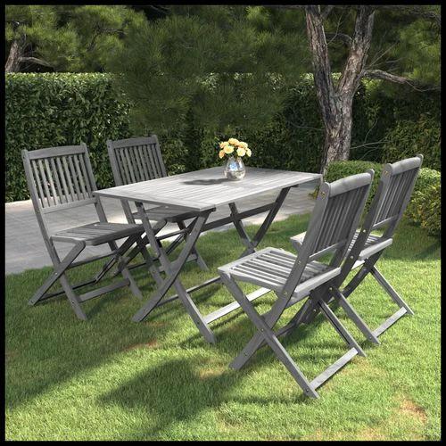 vidaXL 5 Piece Garden Dining Set Solid Acacia Wood Grey by vidaXL